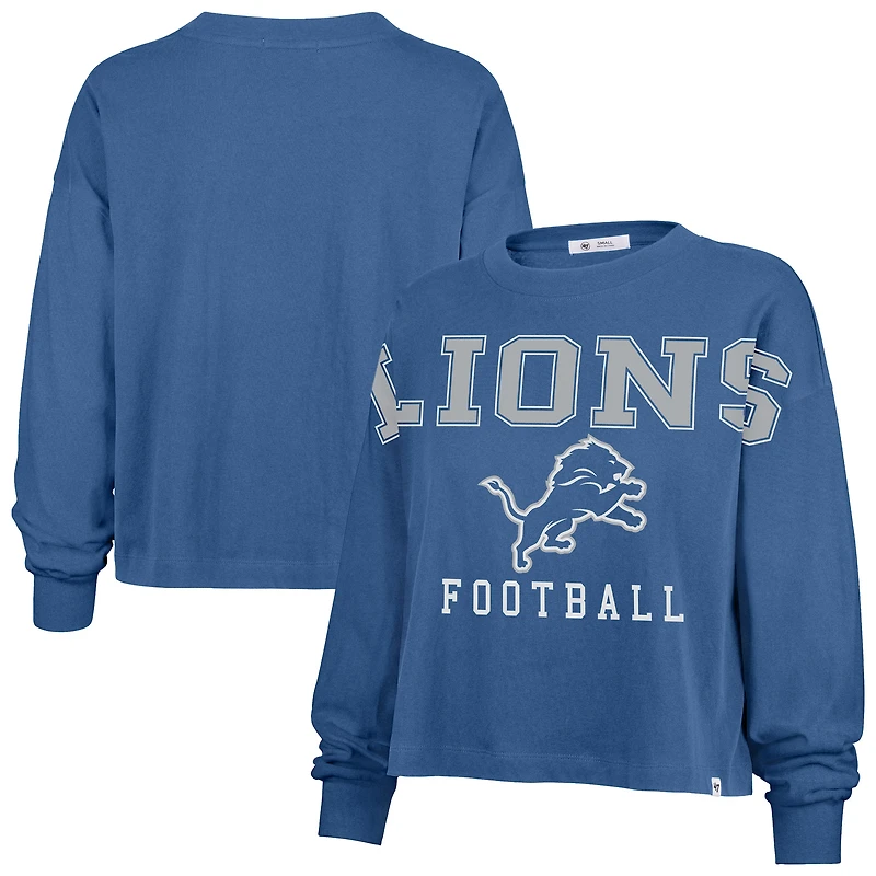 Women's '47 Blue Detroit Lions Outreach City Oversized Long Sleeve T-Shirt