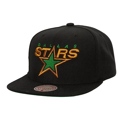 Men's Mitchell & Ness Black Dallas Stars Core Top Spot Snapback Hat