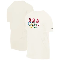 Men's New Era  Cream Team USA 5 Rings Chrome T-Shirt