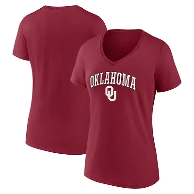 Women's Crimson Oklahoma Sooners Campus V-Neck T-Shirt