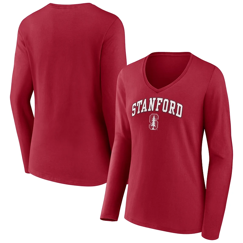 Women's Cardinal Stanford Cardinal Campus V-Neck Long Sleeve T-Shirt