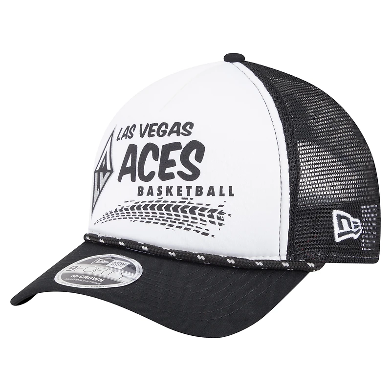 Unisex New Era  White/Black Las Vegas Aces 9FORTY A-Frame Graphic Trucker Hat