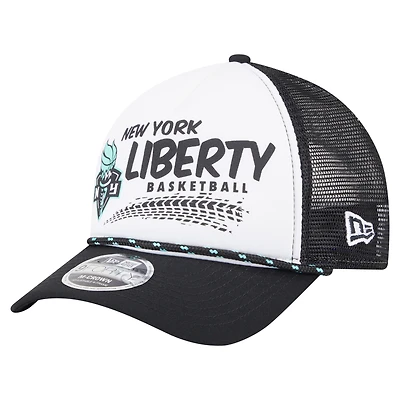 Unisex New Era  White/Black New York Liberty 9FORTY A-Frame Graphic Trucker Hat
