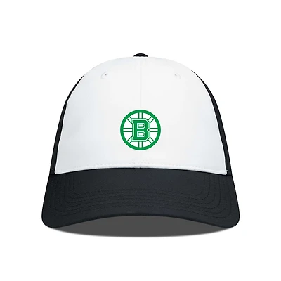 Men's Levelwear White/Black Boston Bruins Patch Endure Adjustable Hat