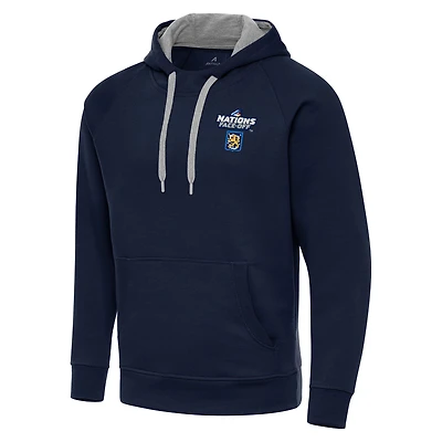 Men's Antigua Navy Finland Hockey 2025 4 Nations Face Off Victory Pullover Hoodie