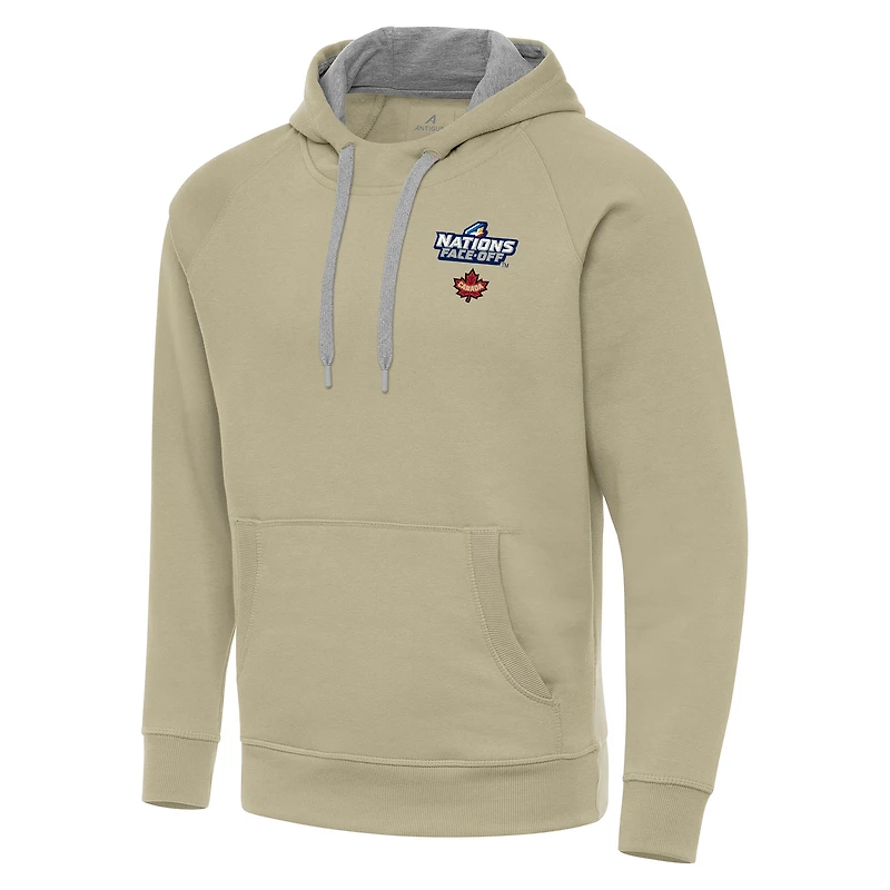 Men's Antigua Khaki Hockey Canada 2025 4 Nations Face Off Victory Pullover Hoodie