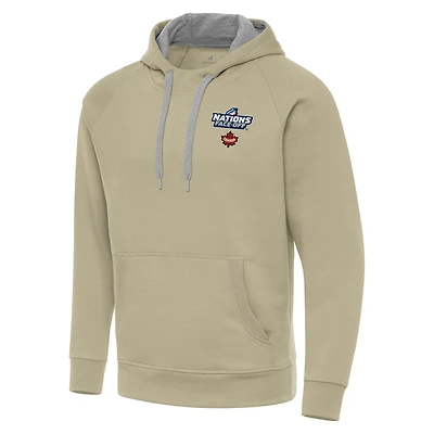 Men's Antigua Khaki Hockey Canada 2025 4 Nations Face Off Victory Pullover Hoodie