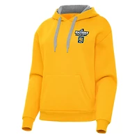 Women's Antigua Gold Finland Hockey 2025 4 Nations Face Off Victory Pullover Hoodie