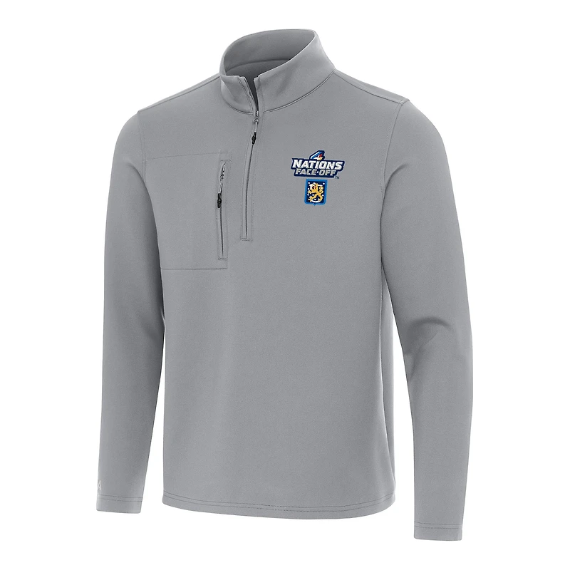 Men's Antigua Gray Finland Hockey 2025 4 Nations Face Off Insider Quarter-Zip Top