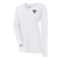 Women's Antigua White Sweden Hockey 2025 4 Nations Face Off Symbolic V-Neck Long Sleeve T-Shirt