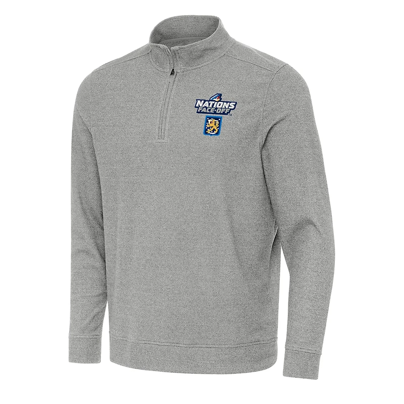 Men's Antigua Heather Gray Finland Hockey 2025 4 Nations Face Off Subtle Quarter-Zip Top