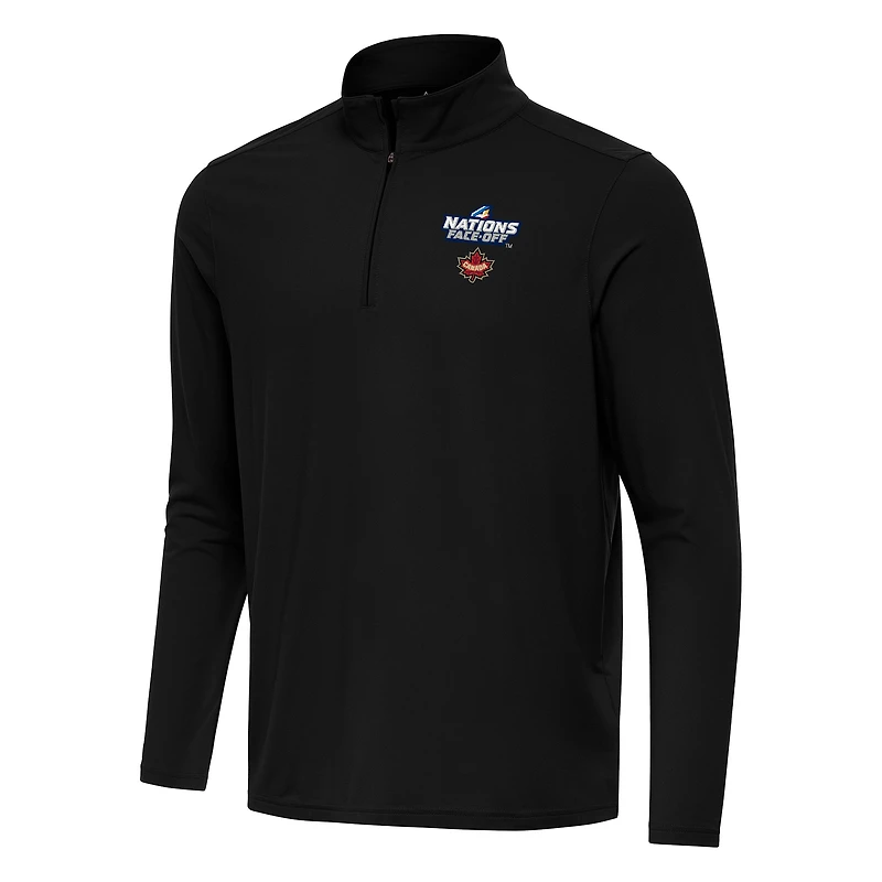 Men's Antigua Black Hockey Canada 2025 4 Nations Face Off Intent Quarter-Zip Top