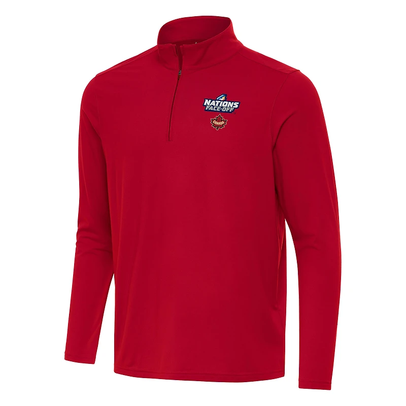Men's Antigua Red Hockey Canada 2025 4 Nations Face Off Intent Quarter-Zip Top