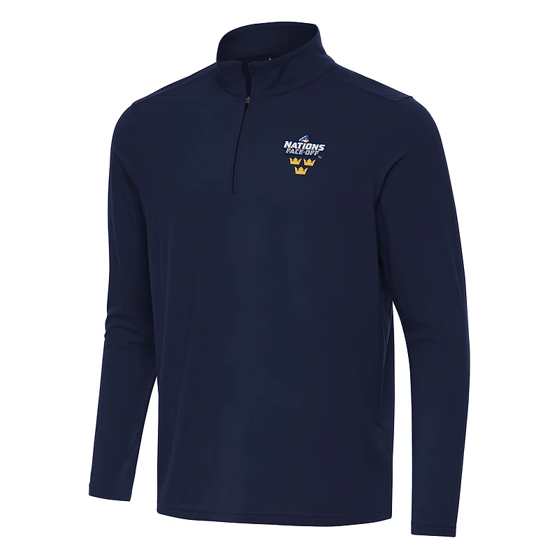 Men's Antigua Navy Sweden Hockey 2025 4 Nations Face Off Intent Quarter-Zip Top