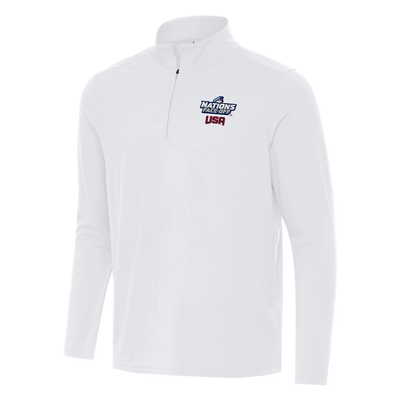 Men's Antigua White USA Hockey 2025 4 Nations Face Off Intent Quarter-Zip Top