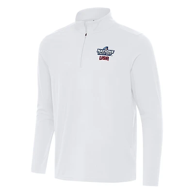 Men's Antigua White USA Hockey 2025 4 Nations Face Off Intent Quarter-Zip Top