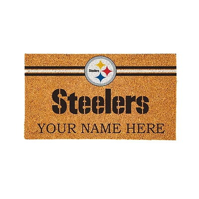 Pittsburgh Steelers 28" x 16" Personalized Team Logo Outdoor Coir Mat