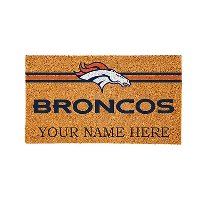 Denver Broncos 28" x 16" Personalized Team Logo Outdoor Coir Mat
