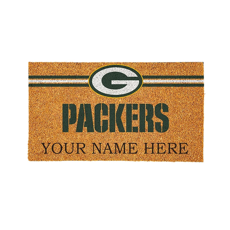 Green Bay Packers 28" x 16" Personalized Team Logo Outdoor Coir Mat