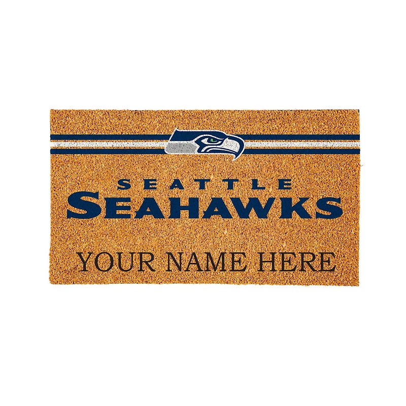 Seattle Seahawks 28" x 16" Personalized Team Logo Outdoor Coir Mat