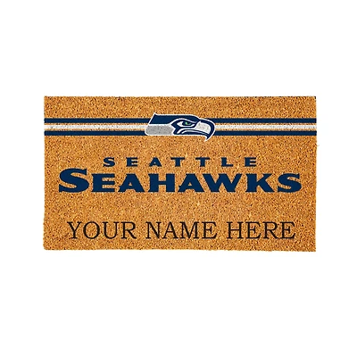 Seattle Seahawks 28" x 16" Personalized Team Logo Outdoor Coir Mat