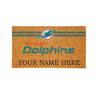 Miami Dolphins 28" x 16" Personalized Team Logo Outdoor Coir Mat