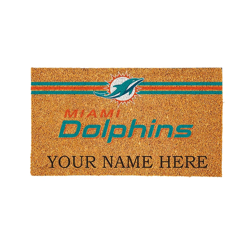 Miami Dolphins 28" x 16" Personalized Team Logo Outdoor Coir Mat