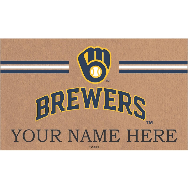 Milwaukee Brewers 28" x 16" Personalized Team Logo Outdoor Coir Mat
