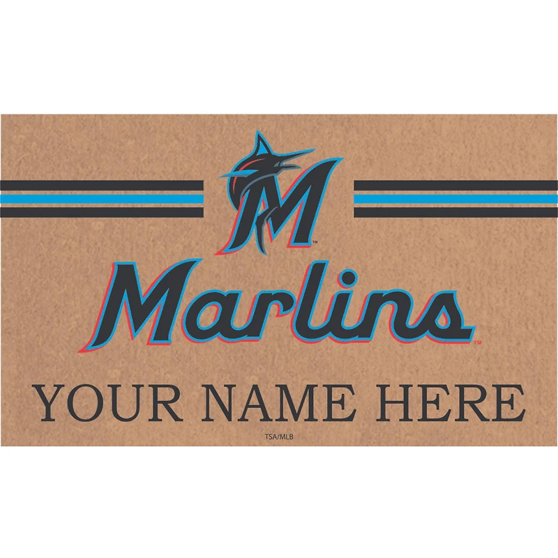 Miami Marlins 28" x 16" Personalized Team Logo Outdoor Coir Mat