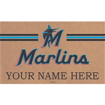 Miami Marlins 28" x 16" Personalized Team Logo Outdoor Coir Mat
