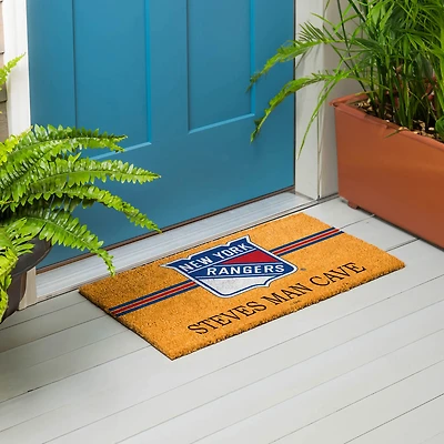 New York Rangers 28" x 16" Personalized Team Logo Outdoor Coir Mat