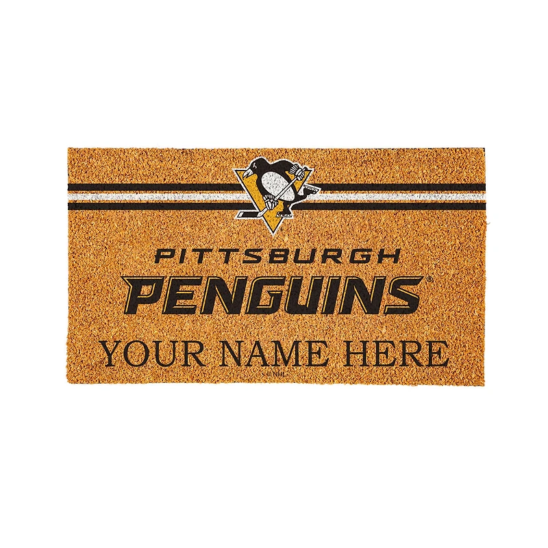 Pittsburgh Penguins 28" x 16" Personalized Team Logo Outdoor Coir Mat