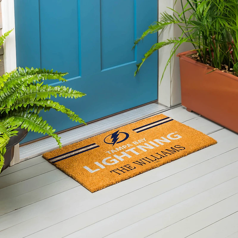 Tampa Bay Lightning 28" x 16" Personalized Team Logo Outdoor Coir Mat