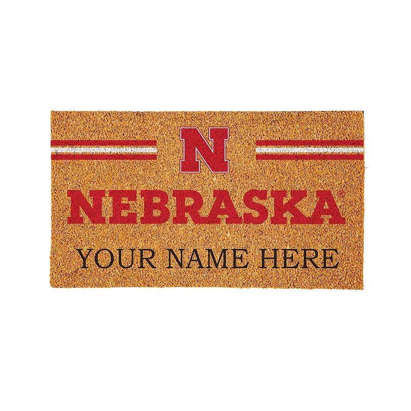 Nebraska Huskers 28" x 16" Personalized Team Logo Outdoor Coir Mat