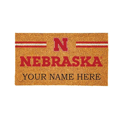 Nebraska Huskers 28" x 16" Personalized Team Logo Outdoor Coir Mat
