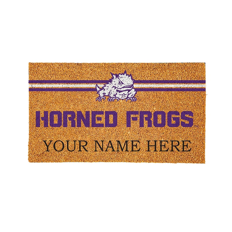TCU Horned Frogs 28" x 16" Personalized Team Logo Outdoor Coir Mat