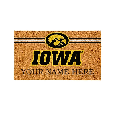 Iowa Hawkeyes 28" x 16" Personalized Team Logo Outdoor Coir Mat