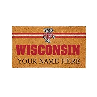 Wisconsin Badgers 28" x 16" Personalized Team Logo Outdoor Coir Mat