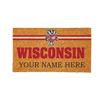 Wisconsin Badgers 28" x 16" Personalized Team Logo Outdoor Coir Mat
