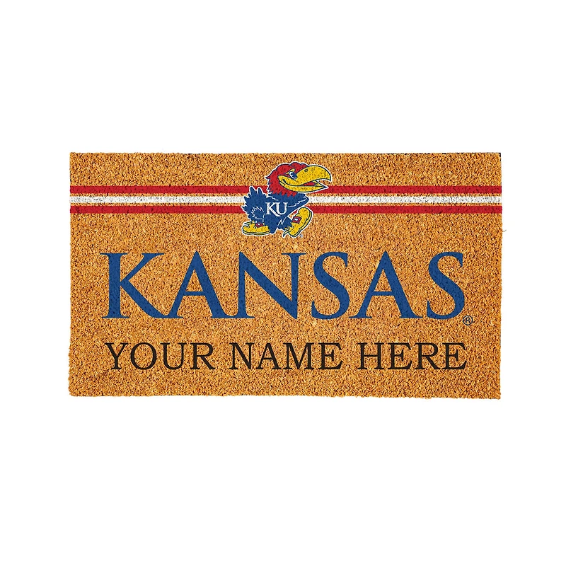 Kansas Jayhawks 28" x 16" Personalized Team Logo Outdoor Coir Mat