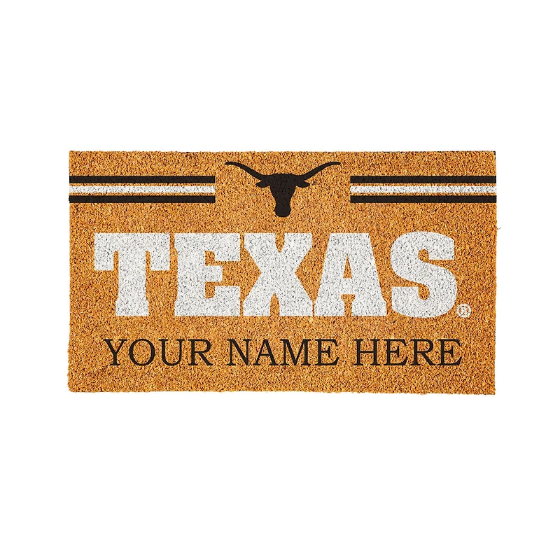 Texas Longhorns 28" x 16" Personalized Team Logo Outdoor Coir Mat