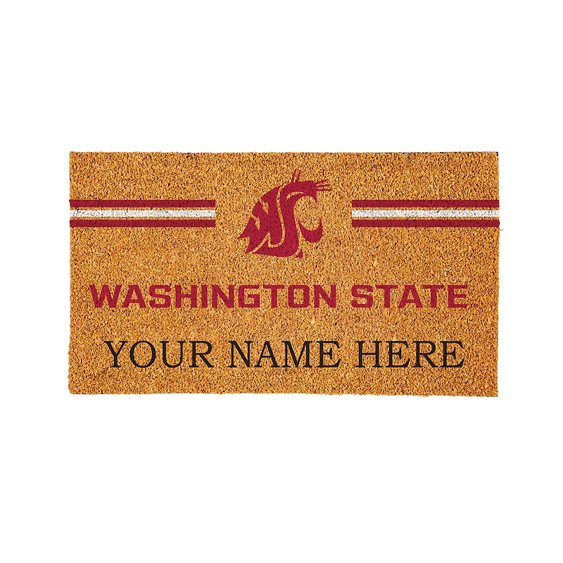 Washington State Cougars 28" x 16" Personalized Team Logo Outdoor Coir Mat