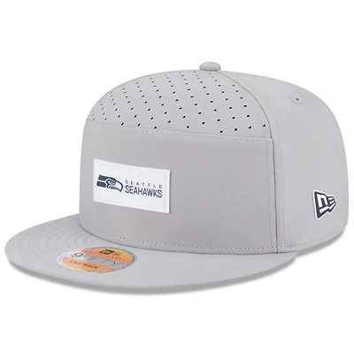 Men's New Era Gray Seattle Seahawks 2025 Sideline  Split Panel 9FIFTY Snapback Hat