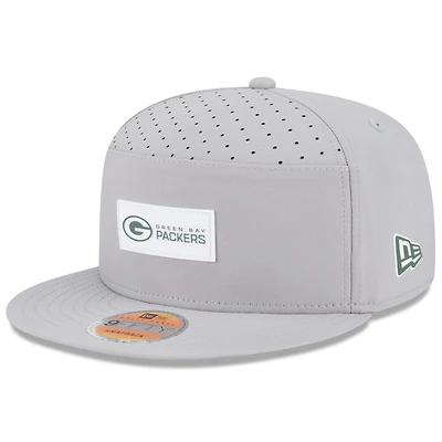 Men's New Era Gray Green Bay Packers 2025 Sideline  Split Panel 9FIFTY Snapback Hat