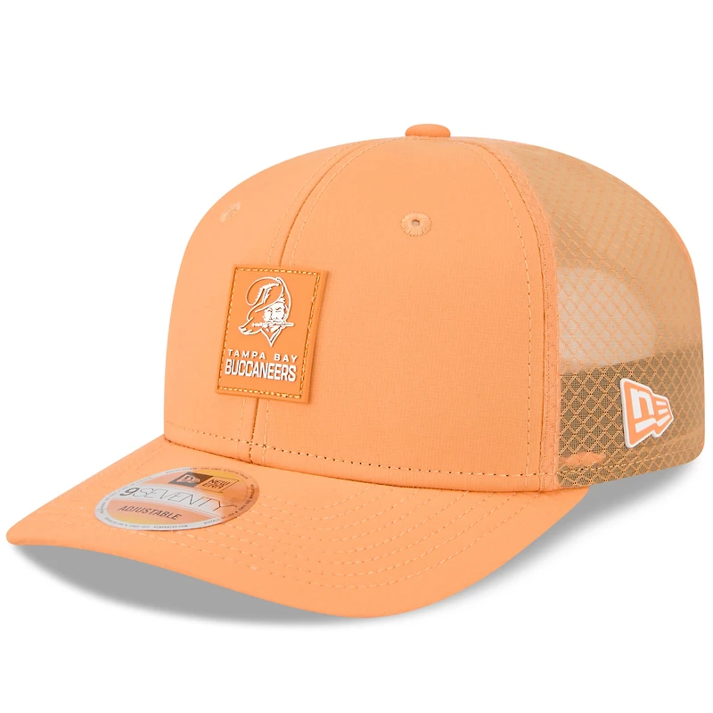 Men's New Era Orange Tampa Bay Buccaneers 2025 Sideline Throwback 9SEVENTY Trucker Adjustable Hat