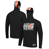 Men's New Era Black Cleveland Browns Functional Fandom Balaclava Helmet Stripe Tri-Blend Hoodie