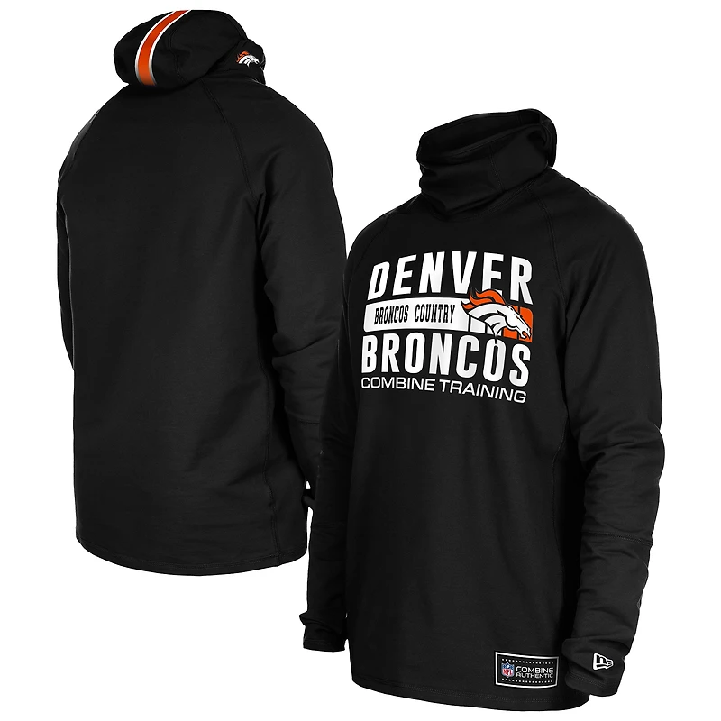Men's New Era Black Denver Broncos Functional Fandom Balaclava Helmet Stripe Tri-Blend Hoodie
