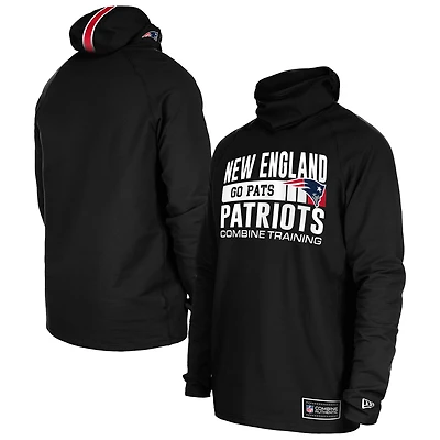 Men's New Era Black England Patriots Functional Fandom Balaclava Helmet Stripe Tri-Blend Hoodie