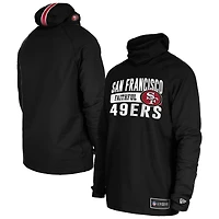 Men's New Era Black San Francisco 49ers Functional Fandom Balaclava Helmet Stripe Tri-Blend Hoodie