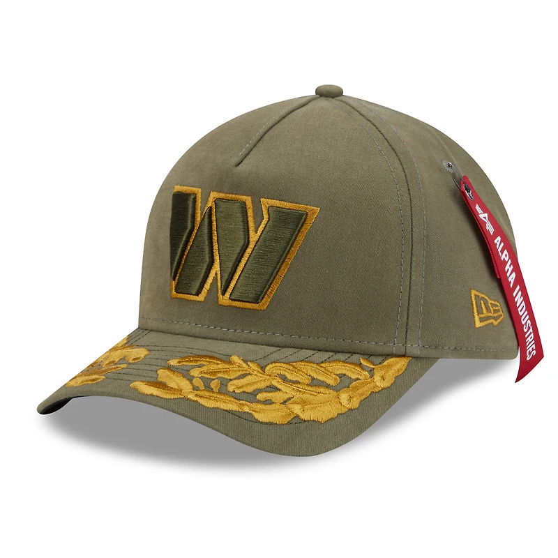 Men's New Era x Alpha Industries  Olive Washington Commanders A-Frame 9FORTY Adjustable Hat